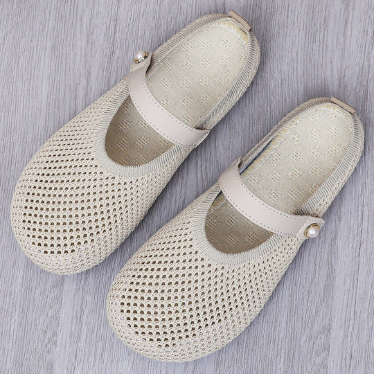 Damen Bequeme und atmungsaktive Freizeitschuhe mit elastischem Riemen EB