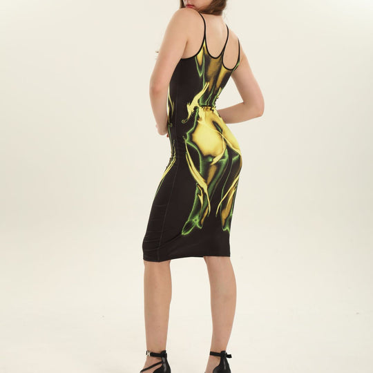 Damen Körperbetontes Kleid mit einzigartigem Grafikdesign EB