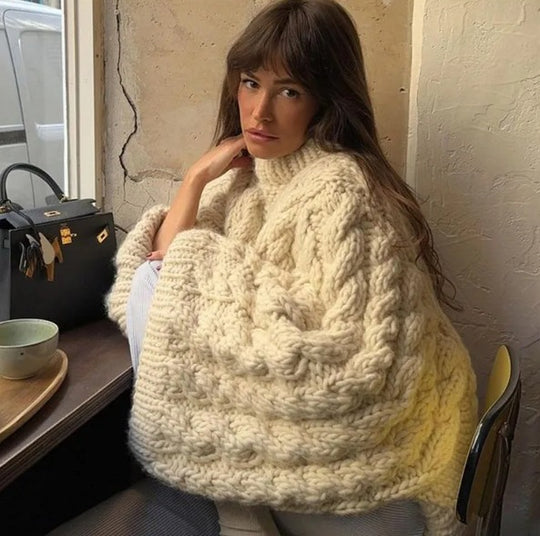 Damen Strickpullover mit lockerer Schnittführung und geflochtenem Design EB