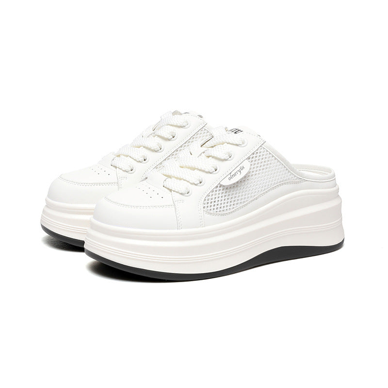 Damen Bequeme Plateau-Sneaker mit atmungsaktiver Mesh-Oberfläche EB