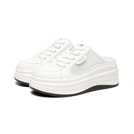 Damen Bequeme Plateau-Sneaker mit atmungsaktiver Mesh-Oberfläche EB