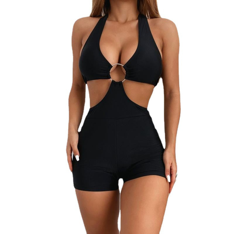 Damen Badeanzug mit hohem Beinausschnitt und raffiniertem Cut-Out EB