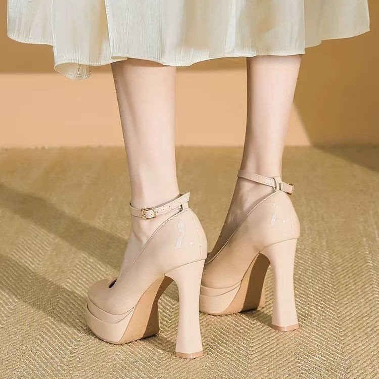 Damen Glamouröse Plateau-Pumps mit verstellbarem Riemchen EB