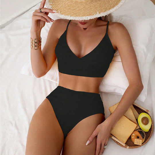 Damen Hochgeschnittener Bikini mit elegantem Oberteil EB