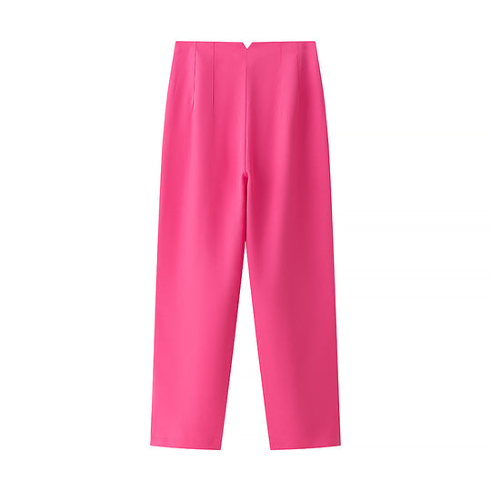 Damen elegante Hochbundhose mit feinen Falten und praktischen Taschen EB