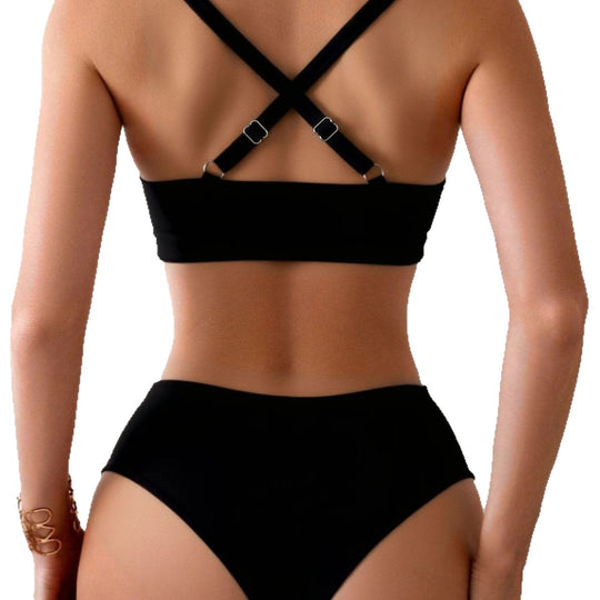 Damen Hochgeschnittener Bikini mit elegantem Wickeldesign EB