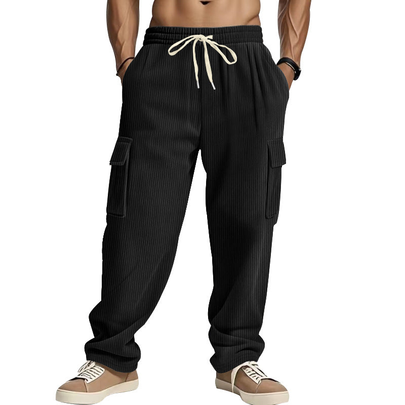Herren Cordcargo-Hose mit weitem Bein, Tunnelzugbund und aufgesetzten Cargotaschen EB