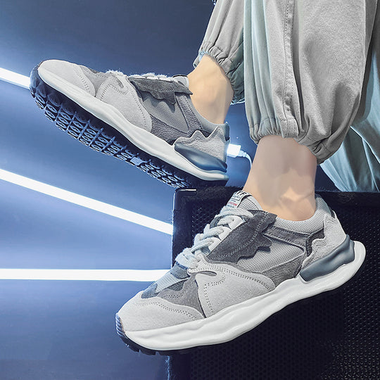Herren retro-inspirierte Komfort-Sneaker mit Wildleder- und Mesh-Mix, gedämpfter Wellenlaufsohle und gepolstertem Knöchelkragen EB