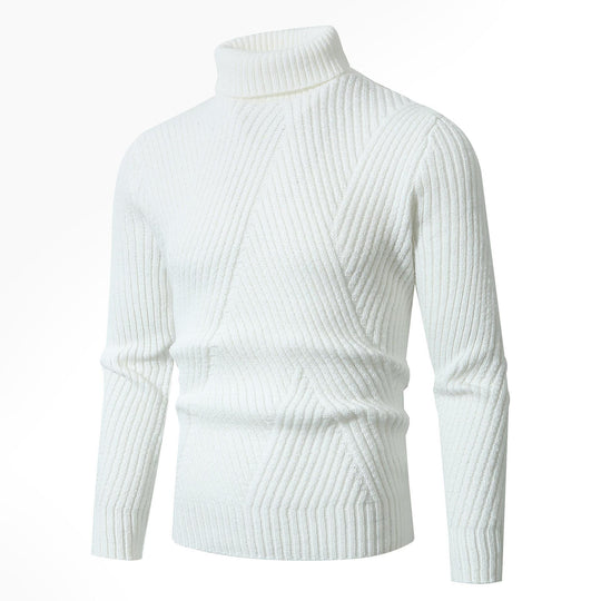Herren Grobstrickpullover mit Stehkragen und dekorativem Strukturmuster EB