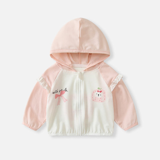 Unisex nan leichte Kapuzen-Windjacke für Kinder mit elastischem Saum und Reißverschluss EB