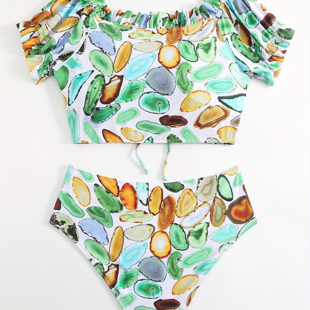 Damen Bikiniset mit raffiniertem Oberteil und hohem Beinausschnitt EB