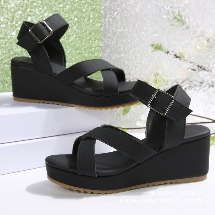 Damen Wedge-Sandalen mit anatomisch geformtem Fußbett und verstellbarem Riemen EB