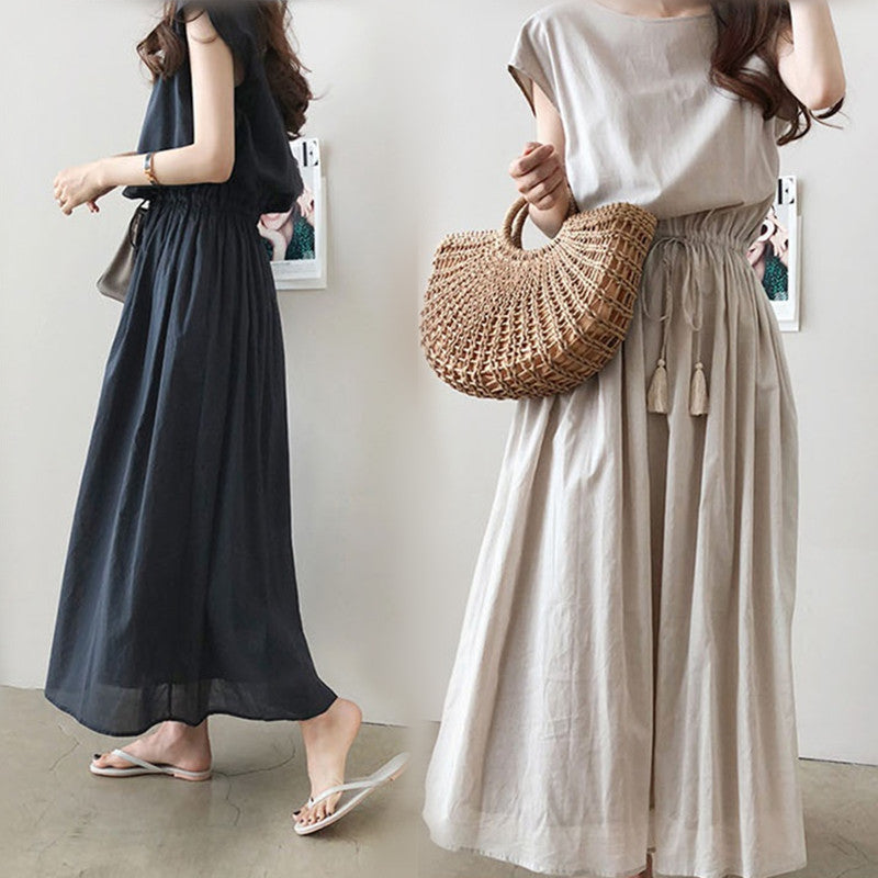 Damen Maxikleid mit tailliertem Bund EB