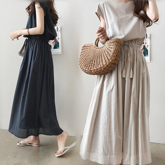 Damen Maxikleid mit tailliertem Bund EB