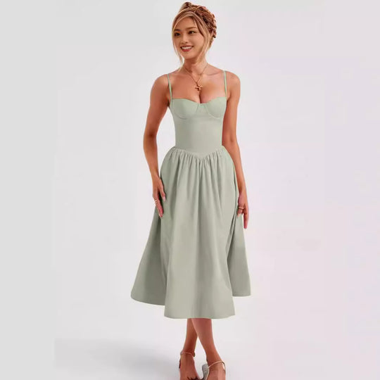 Damen Midi-Kleid mit taillierter Silhouette und A-Linie EB