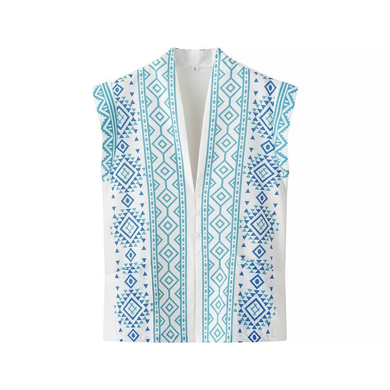Damen modisches Hemdblusentop mit aufregendem geometrischem Print EB