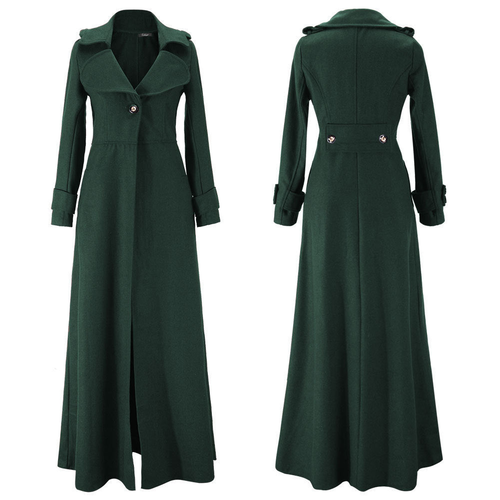 Damen Eleganter Langmantel mit klassischem Revers und modernen Akzenten EB