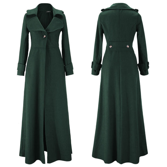 Damen Eleganter Langmantel mit klassischem Revers und modernen Akzenten EB