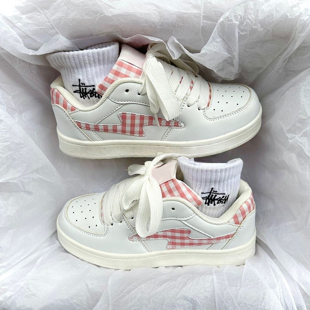 Damen Sportliche Sneakers mit kariertem Design und bequemer Sohle EB