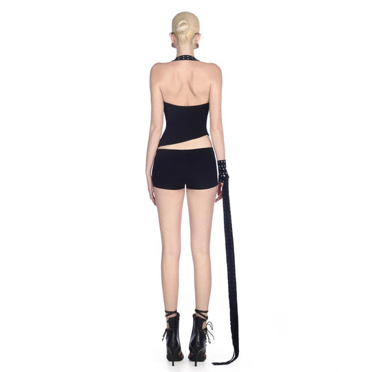 Damen Innovatives Cut-Out Top mit dekorativen Ösen EB