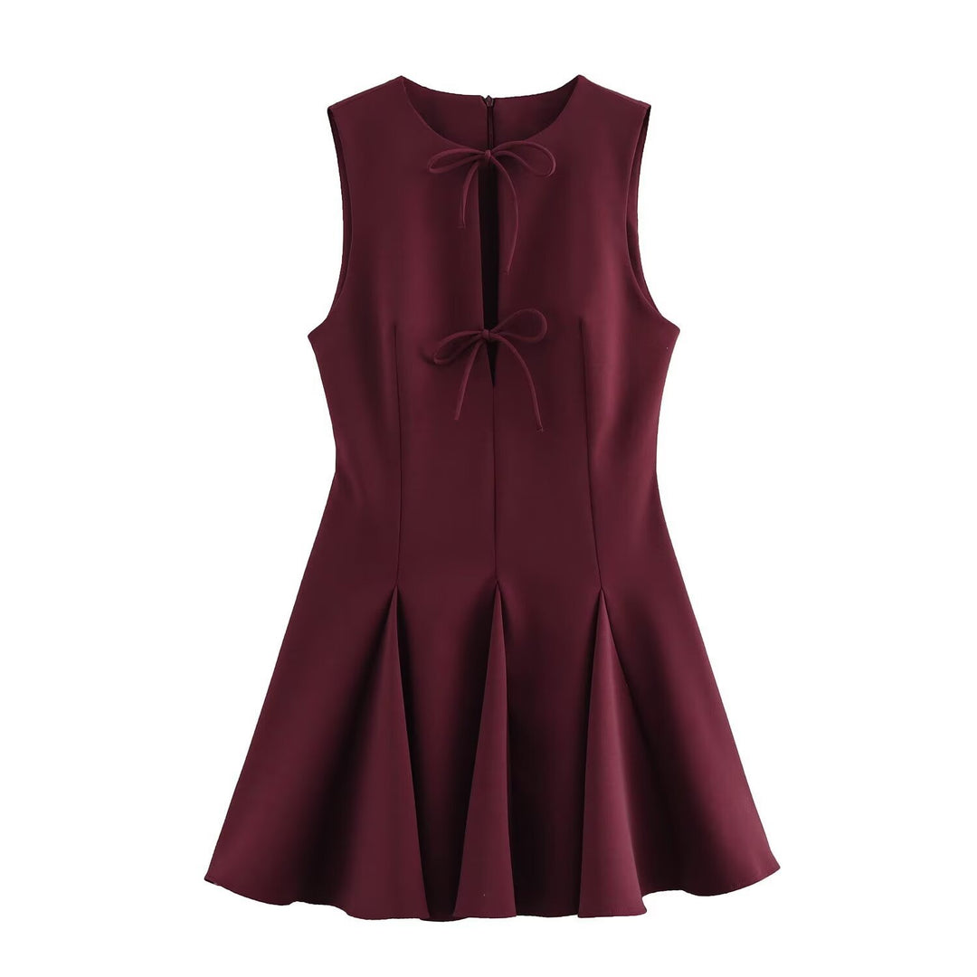 Damen ärmelloses A-Linien Kleid mit elegantem Knoten-Detail EB