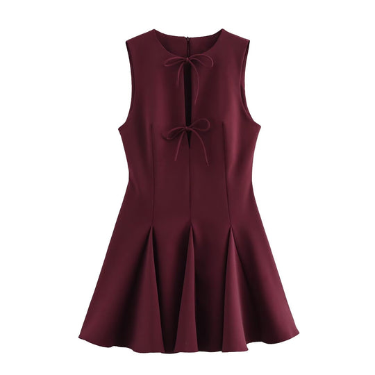 Damen ärmelloses A-Linien Kleid mit elegantem Knoten-Detail EB