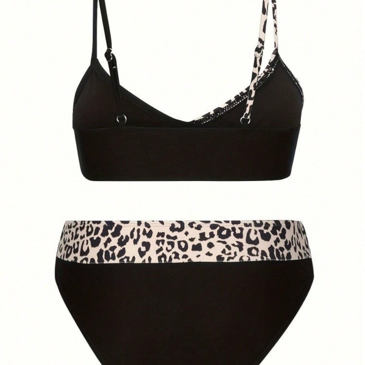 Damen Bikini-Set mit modischem Leopardenmuster und bequemen Trägern EB