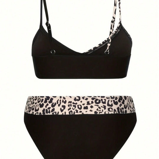 Damen Bikini-Set mit modischem Leopardenmuster und bequemen Trägern EB