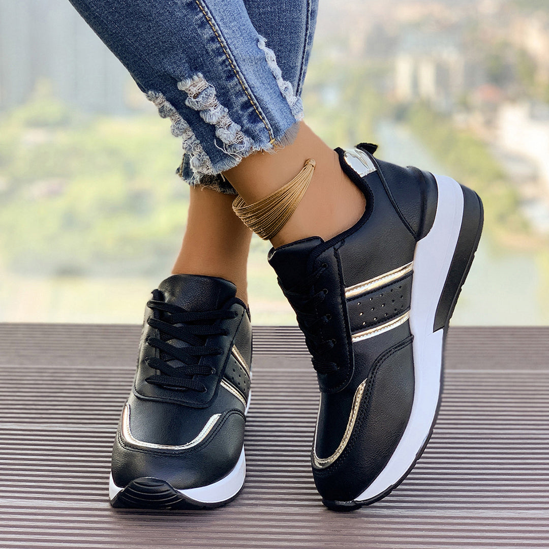Damen nan City-Sneaker mit gedämpfter Keilsohle, gepolstertem Komfortfußbett und eleganten Metallic-Details EB