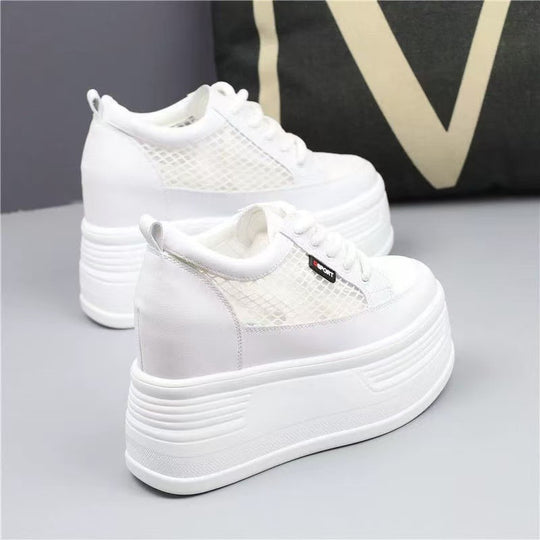 Damen Plateau Sneakers mit atmungsaktivem Netzdesign und rutschfester Sohle EB
