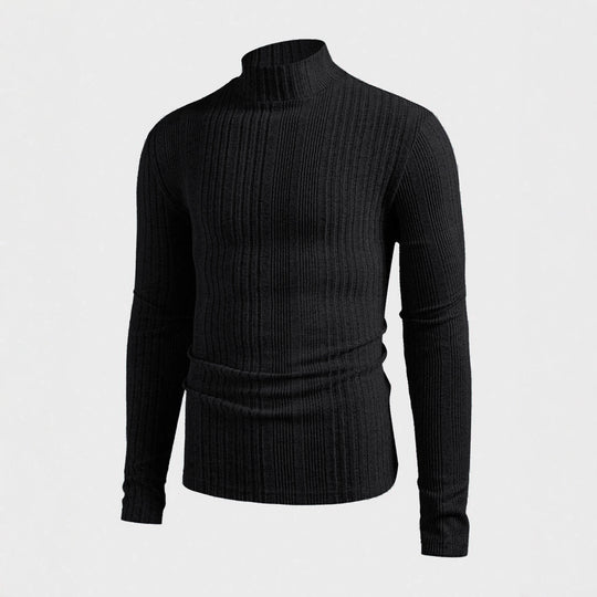 Herren Strickpullover mit hohem Kragen und Rippstruktur EB