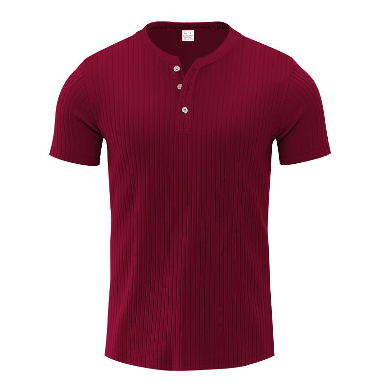 Herren Kurzarm-Henley-T-Shirt mit strukturiertem Design EB