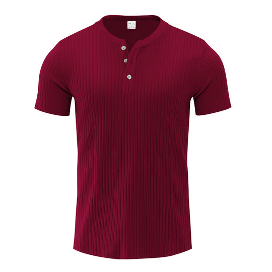 Herren Kurzarm-Henley-T-Shirt mit strukturiertem Design EB