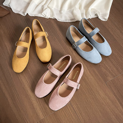 Damen Ballerinas mit modischem Riemchen und eleganter Schnallenverzierung EB