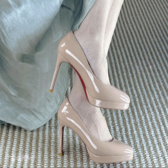 Damen glänzende Stiletto Pumps mit hoher Absatzform EB