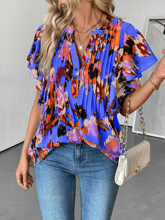 Damen Bluse mit Rüschenelementen und strukturiertem Design EB