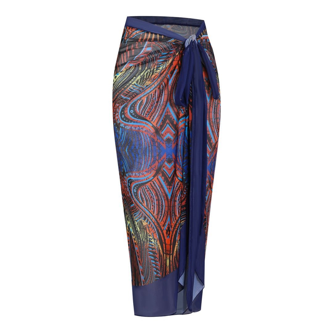 Damen Strandumhang mit buntem Muster und eleganten Schnürdetails EB
