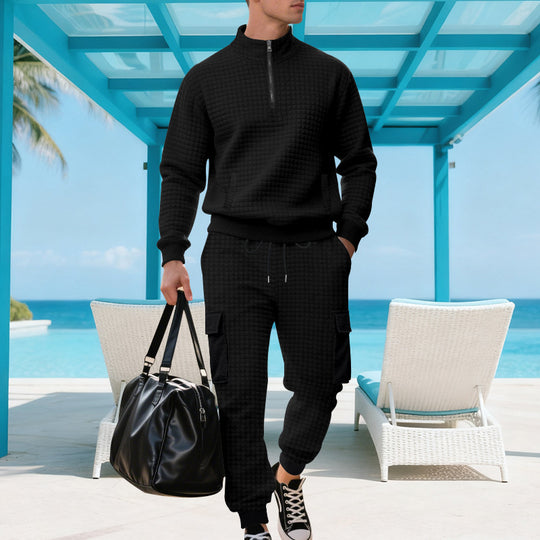 Herren Sweatshirt und Jogginghose Set mit Reißverschluss und praktischen Taschen EB