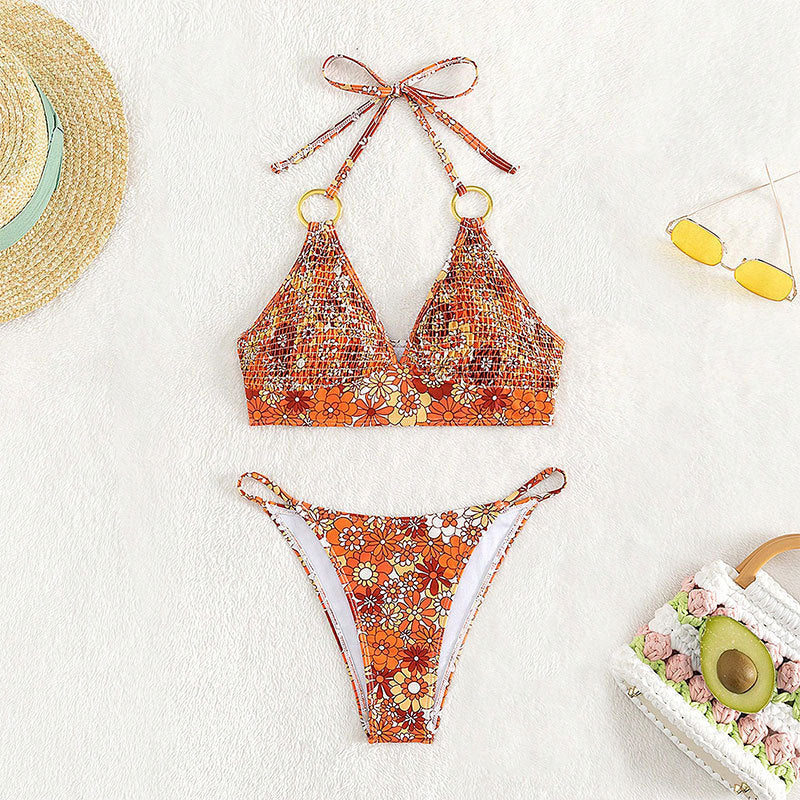 Damen Triangel-Bikini mit dekorativen ringförmigen Akzenten EB