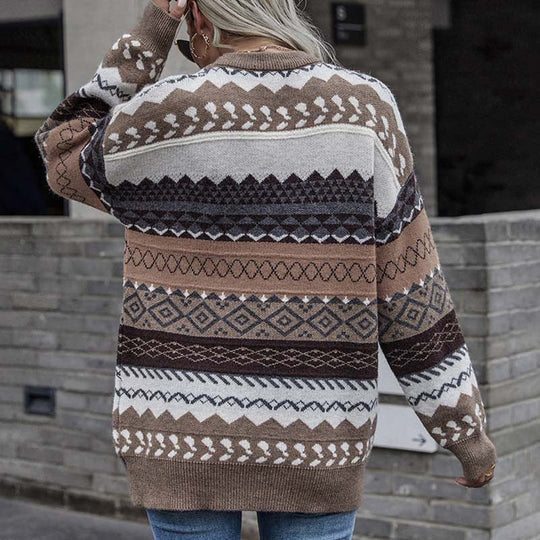 EB | Geometrischer Strickpullover Mit Stilvollem Muster