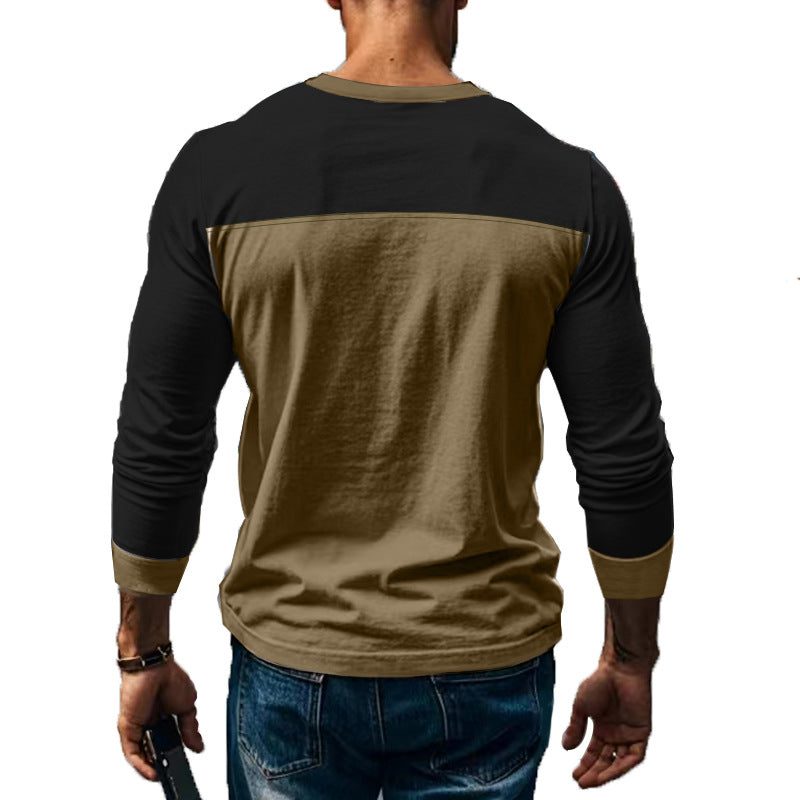 Herren nan funktionales Henley-Langarmshirt mit Raglanärmeln, verstärkter Knopfleiste und tailliertem Schnitt EB