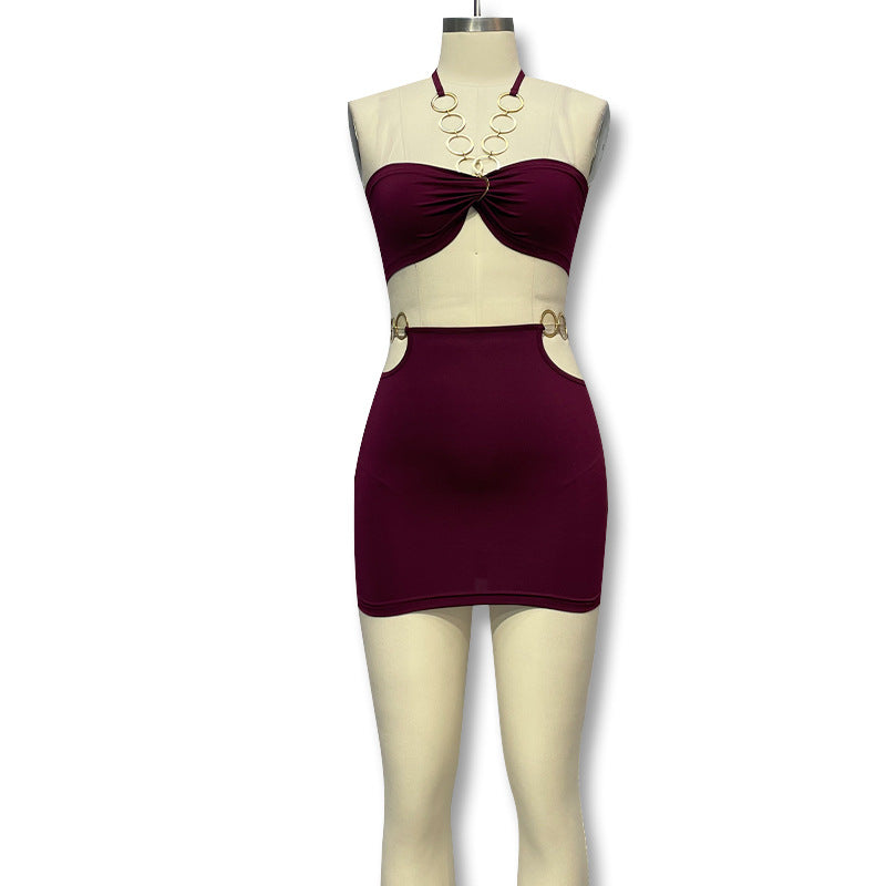 Damen Buntes Bandeau-Minikleid mit seitlichen Cut-Outs und verführerischem Design EB