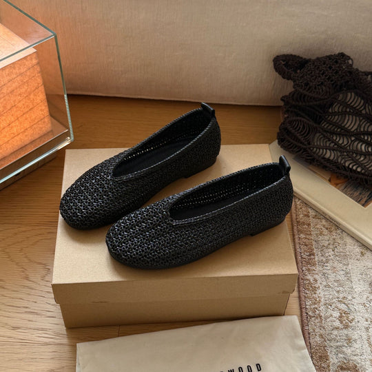 Damen Komfortable Slip-On Ballerinas mit modischem Flechtmuster EB