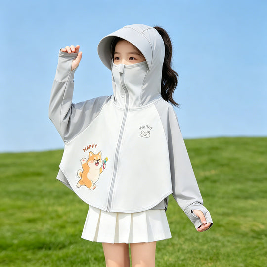 Kinder Sonnenschutzjacke mit Kapuze und atmungsaktivem Stoff EB