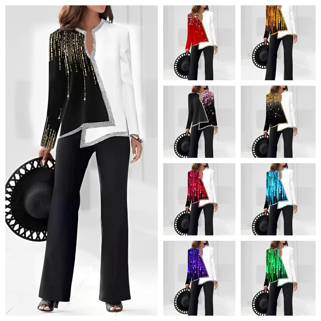 Damen Elegante Statement-Jacke mit asymmetrischem Schnitt und funkelnden Details EB