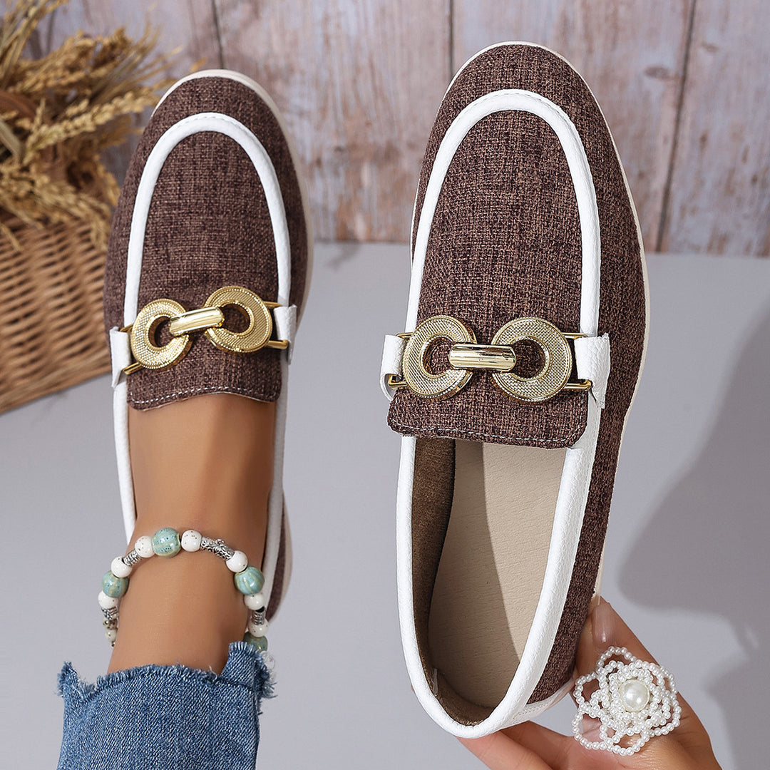 Damen modische Slipper mit elegantem Goldverzierungsdetail EB