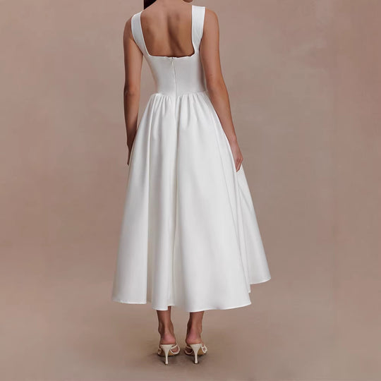 Damen Elegantes Midikleid mit femininen A-Linien-Rock EB
