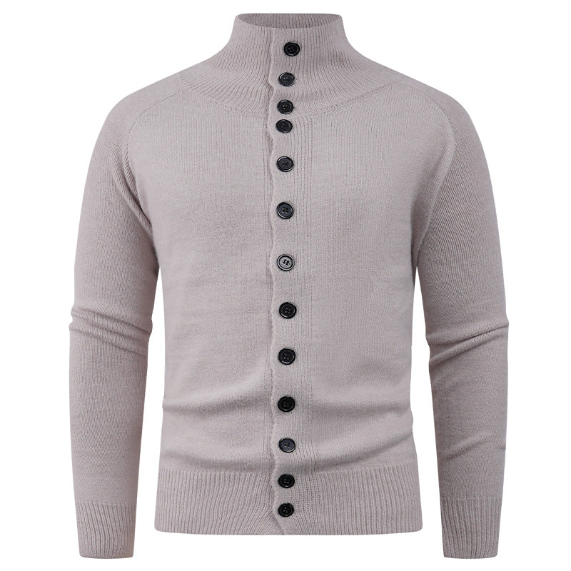 Herren Strickjacke mit modernem Stehkragen und Knopfverschluss EB