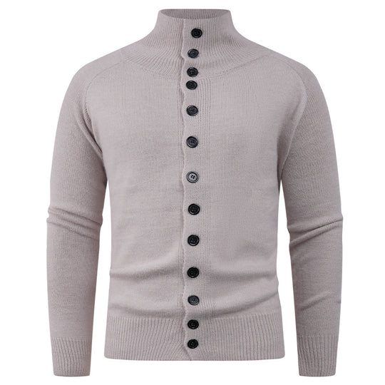 Herren Strickjacke mit modernem Stehkragen und Knopfverschluss EB