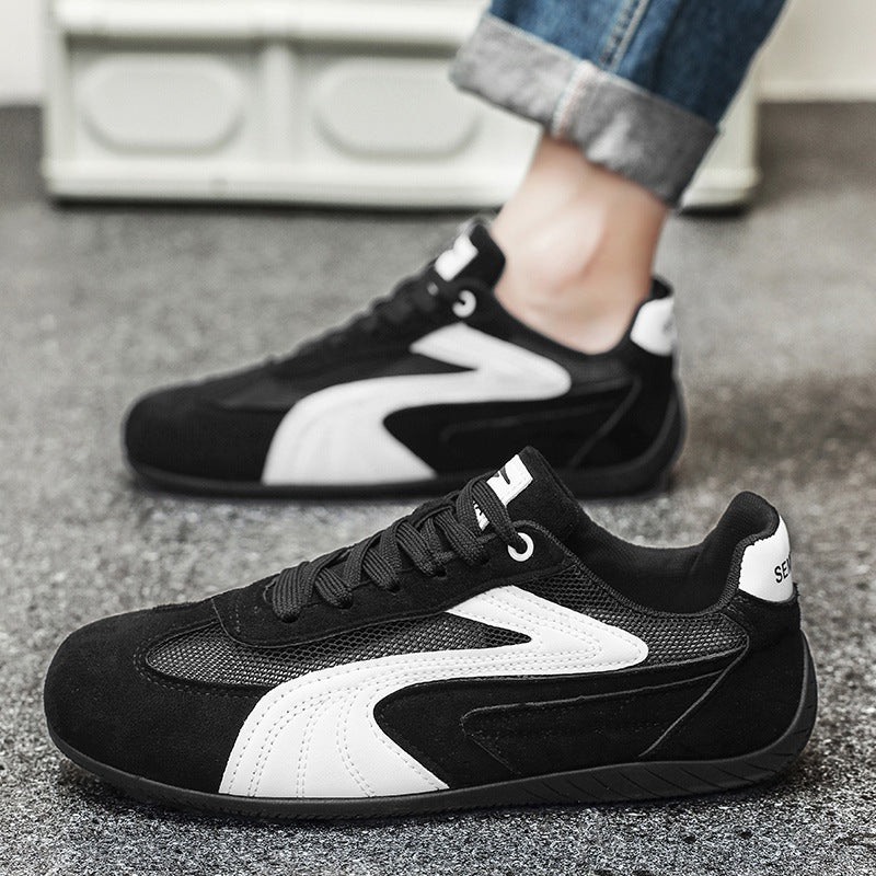 Damen retro-angehauchte Veloursleder-Sneaker mit atmungsaktivem Mesh-Einsatz und rutschfester Gummilaufsohle EB